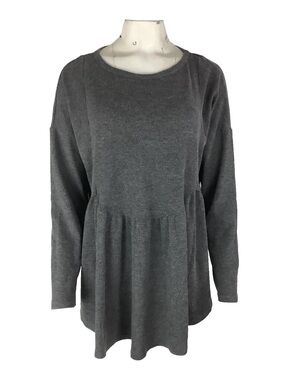 Arula Sz B 2X Long Sleeve Thermal Peplum Hem Pullover Fall Winter Top Gray